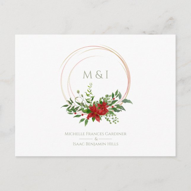 Postal Personalizado Elegante Partido de Bodas de Navidad (Anverso)