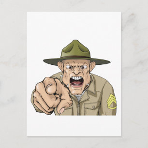Postal Personalizado enojado sargento del ejército gritan