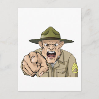 Postal Personalizado enojado sargento del ejército gritan