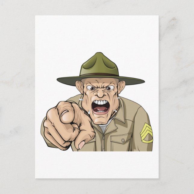 Postal Personalizado enojado sargento del ejército gritan (Anverso)