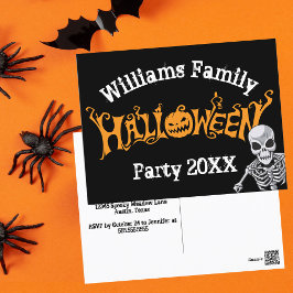 Postal Personalizado Familia Halloween Fiesta anual Skele