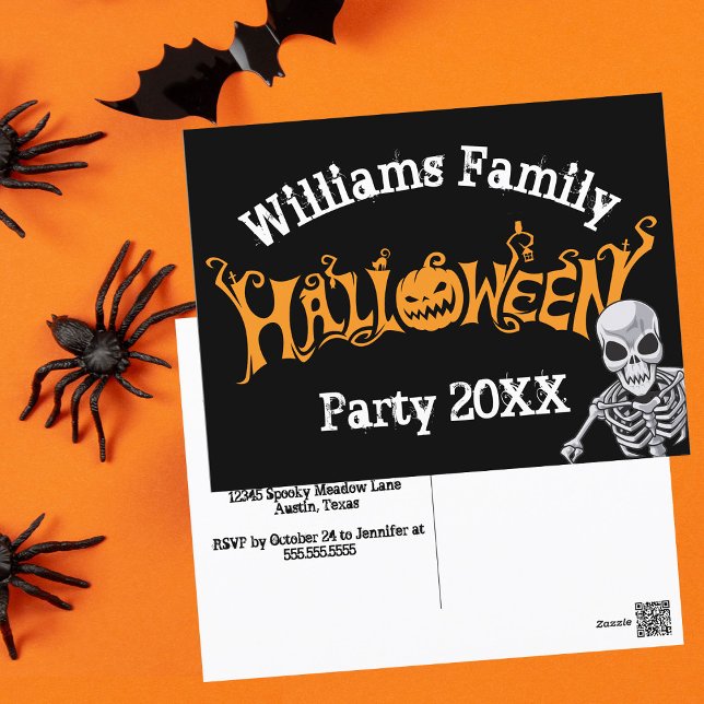 Postal Personalizado Familia Halloween Fiesta anual Skele (Subido por el creador)
