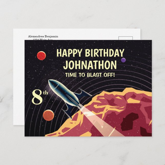 Postal Personalizado feliz cumpleaños del Universo de la  (Anverso / Reverso)