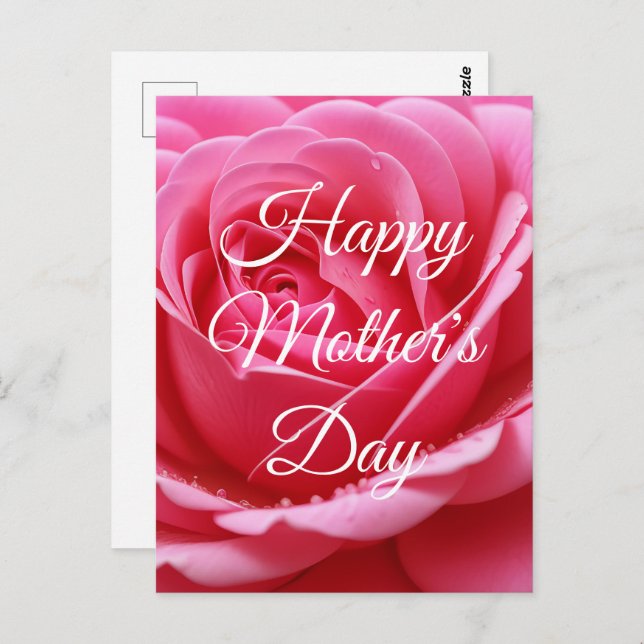 Postal Personalizado Feliz Día de la Madre Rosa Flor (Anverso / Reverso)