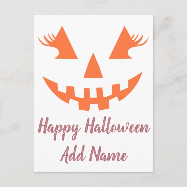 Postal Personalizado Feliz Halloween Jack O Lantern Pumpk (Anverso)