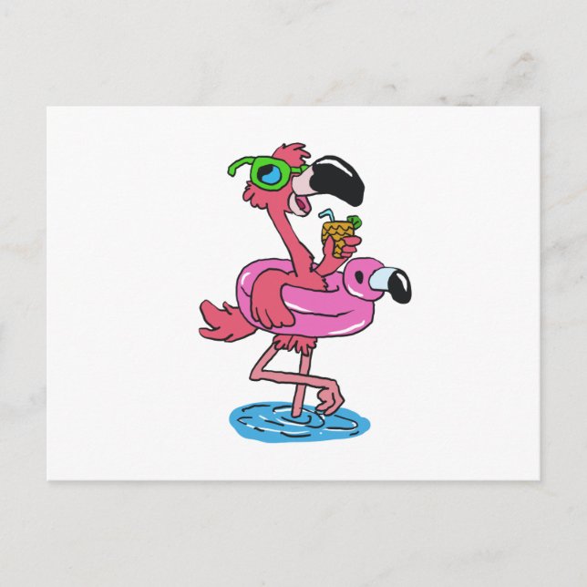Postal Personalizado Flamingo de Verano | elegir color de (Anverso)