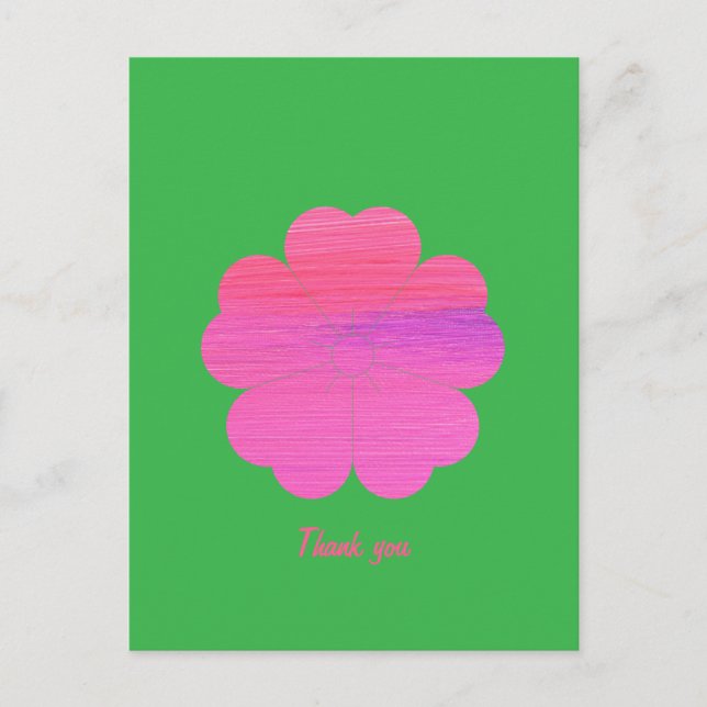 Postal Personalizado Flor Geométrica Moderada Mínima Rosa (Anverso)