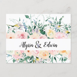 Postal Personalizado Floral Bride Groom Names Save the Da
