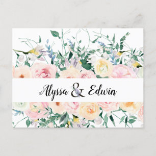 Postal Personalizado Floral Bride Groom Names Save the Da