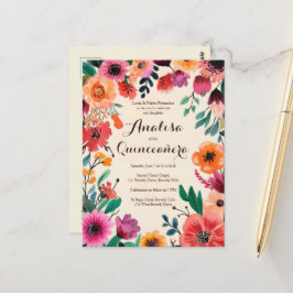 Postal Personalizado Floral Quinceañera