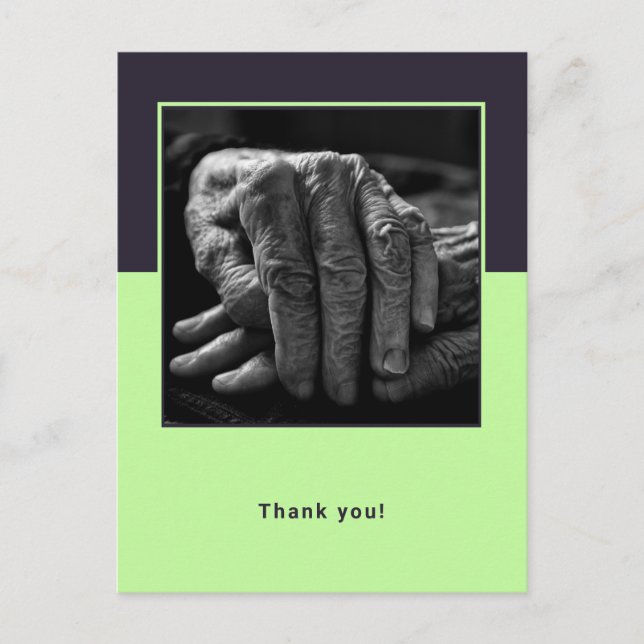 Postal Personalizado Foto Aged Home Caregiver Gracias (Anverso)
