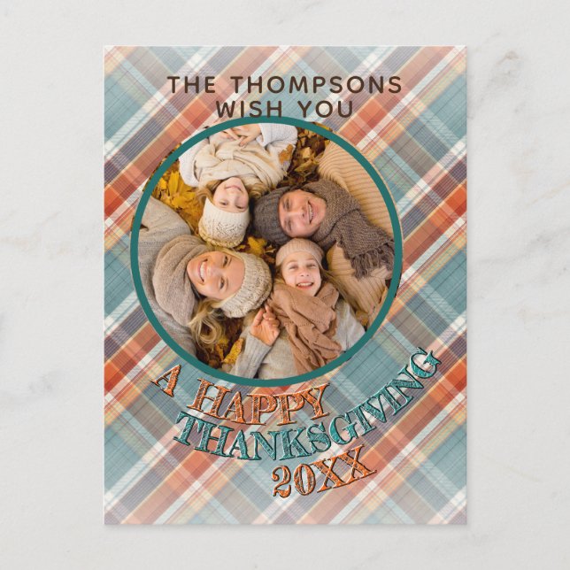 Postal Personalizado Foto Alegre Patrón De Acción De Grac (Anverso)