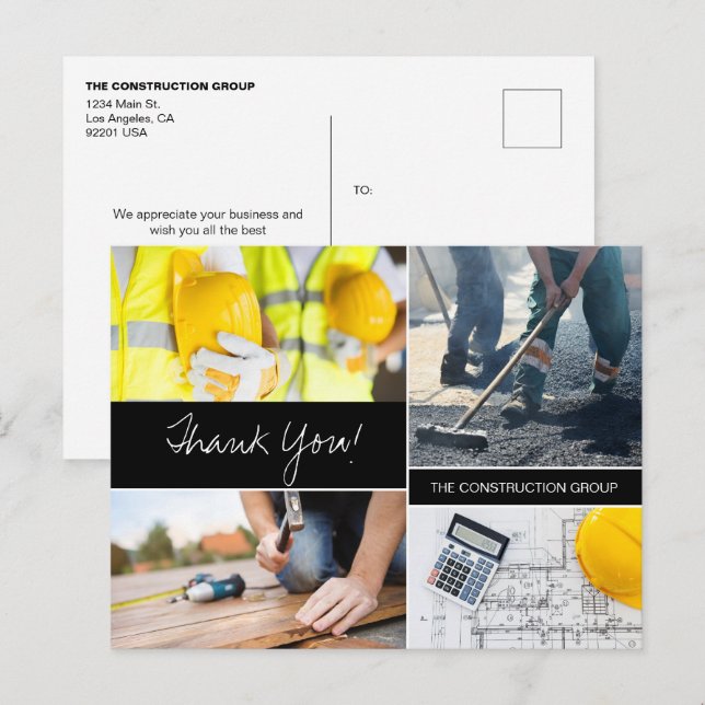 Postal Personalizado Foto Construcción Nombre comercial G (Anverso / Reverso)