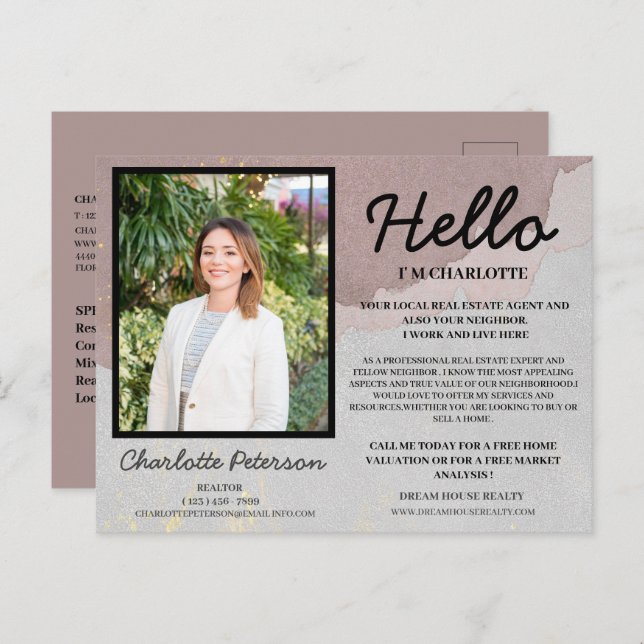 Postal Personalizado Foto de su vecindario Bienes inmuebl (Anverso / Reverso)