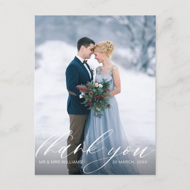 Postal personalizado foto estilo guión boda gracias (Anverso)