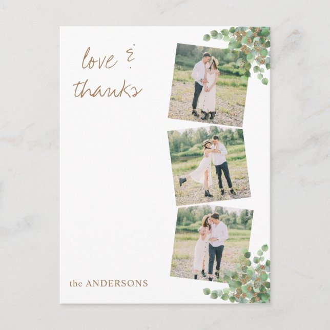 Postal Personalizado Foto Eucalyptus Boda de follaje Grac (Anverso)