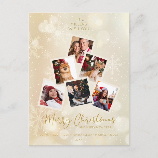 Postal Personalizado Foto Familia Árbol de Navidad Feliz  (Anverso)