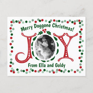 Postal Personalizado Foto Joy Merry Doggone Navidades