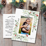 Postal Personalizado fotográfico de la familia Holiday Bo<br><div class="desc">Celebre la temporada con esta divertida postal que incluye su foto vertical rodeada de hermosas colinas de agua y acentuada con bayas rojas. Agregue una nota/carta de personalizado con tipo a la parte posterior o, si desea, elimine la nota con tipo y escriba a mano cada postal individualmente. Añade tu...</div>