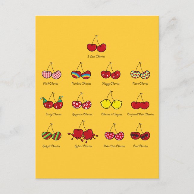 Postal Personalizado Fun Comic Funny Cherries Rojas Cheek (Anverso)