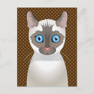 Postal Personalizado gato siamés (blanco)