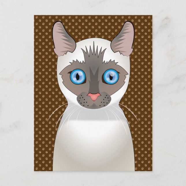 Postal Personalizado gato siamés (blanco) (Anverso)