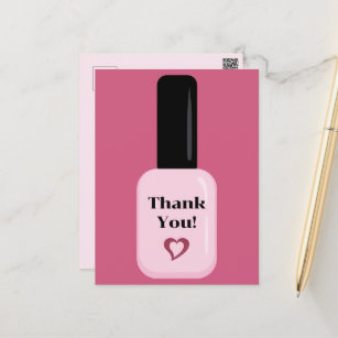 Postal Personalizado Gracias a Polaco Pink Moderno