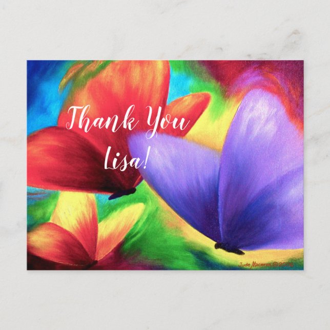 Postal Personalizado Gracias A Postcard Colorful Butterfl (Anverso)