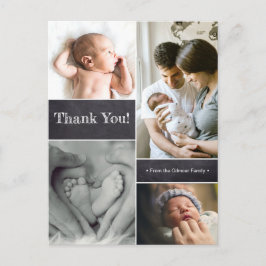 Postal Personalizado Gracias Collage de fotos Chalkboard 