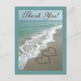 Postal Personalizado Gracias Postcard- Sand Hearts/Aqua B