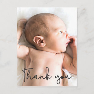Postal Personalizado Gracias Script Baby Photo