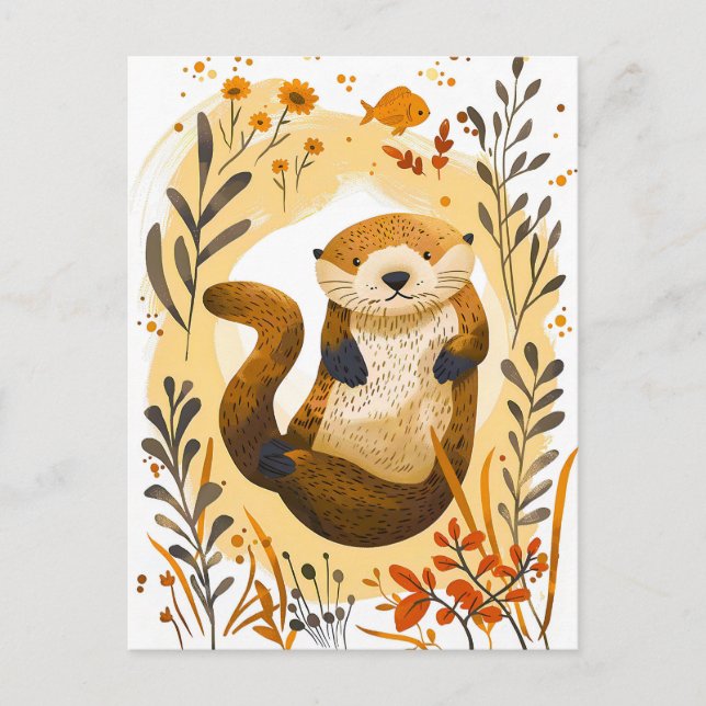 Postal personalizado gracioso flotando en el océano (Anverso)