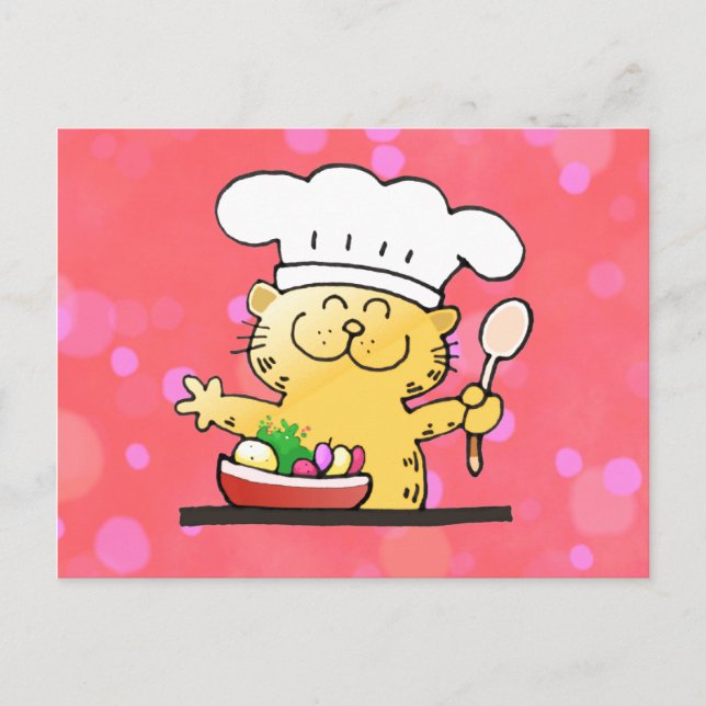 Postal Personalizado gracioso | Funny Kitty Chef (Anverso)