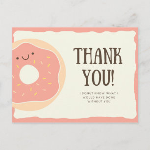 Postal Personalizado - Gracioso postre Rosa Donut Gracias