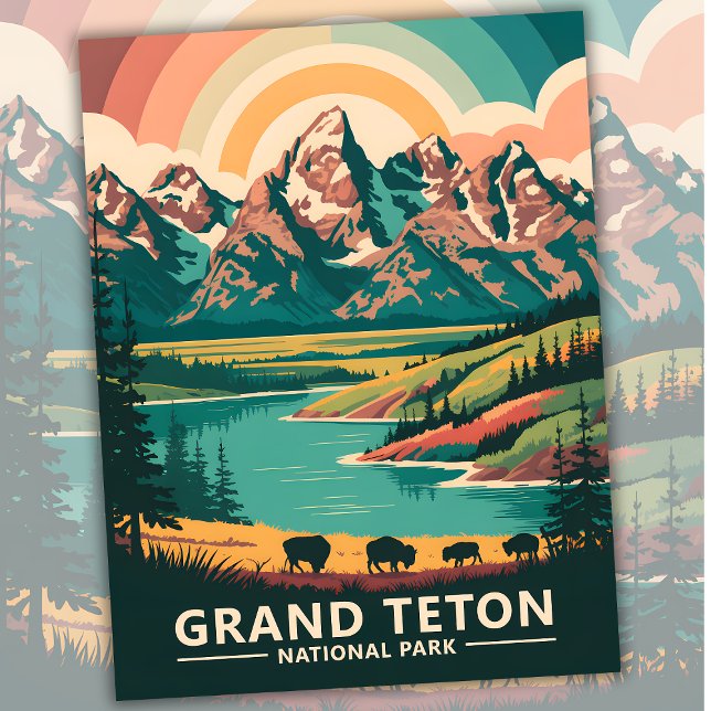 Postal Personalizado Gran Teton Parque Nacional Viaje de  (Grand Teton National Park Wildlife Travel Postcard)