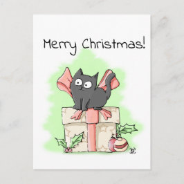Postal Personalizado Gray Kitten Feliz Navidad