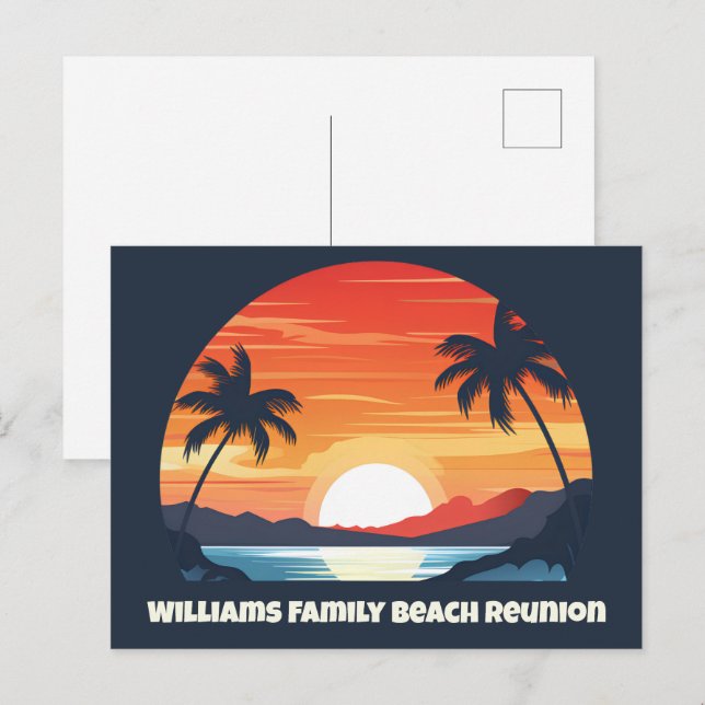 Postal Personalizado Guay Sunrise Palm Trees Fiesta Blue (Anverso / Reverso)