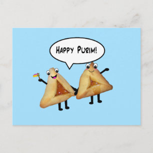 Postal Personalizado Happy Purim Cute Smite Hamentaschen