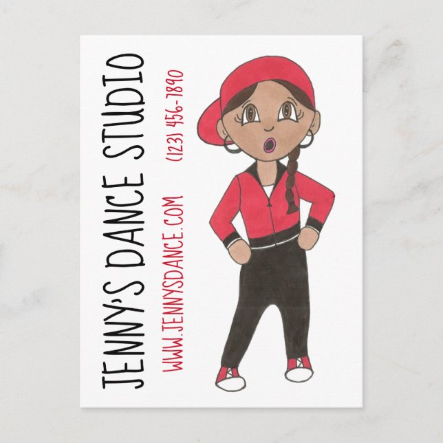 Postal Personalizado Hip Hop Dance Studio Clase escolar R (Anverso)
