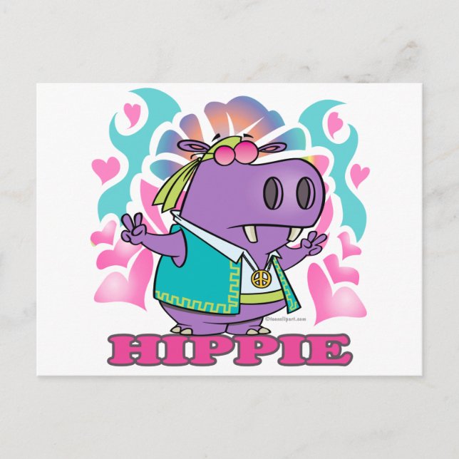 Postal personalizado hippie hippie hippie lindo con texto (Anverso)