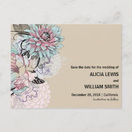 Postal Personalizado - Ilustracion Floral Guardar la fech