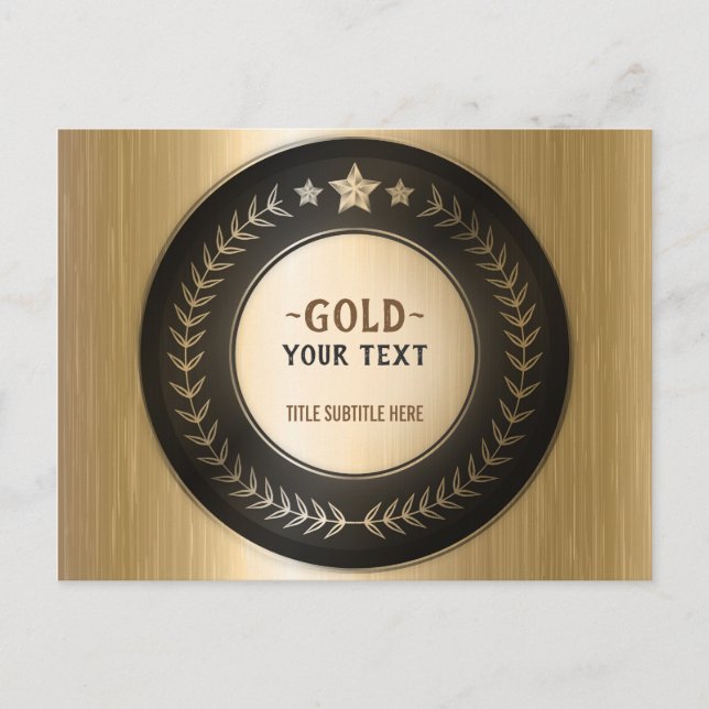 Postal PERSONALIZADO IMPRIMIR DIY MEDAL Gold #1 AÑADIR TU (Anverso)