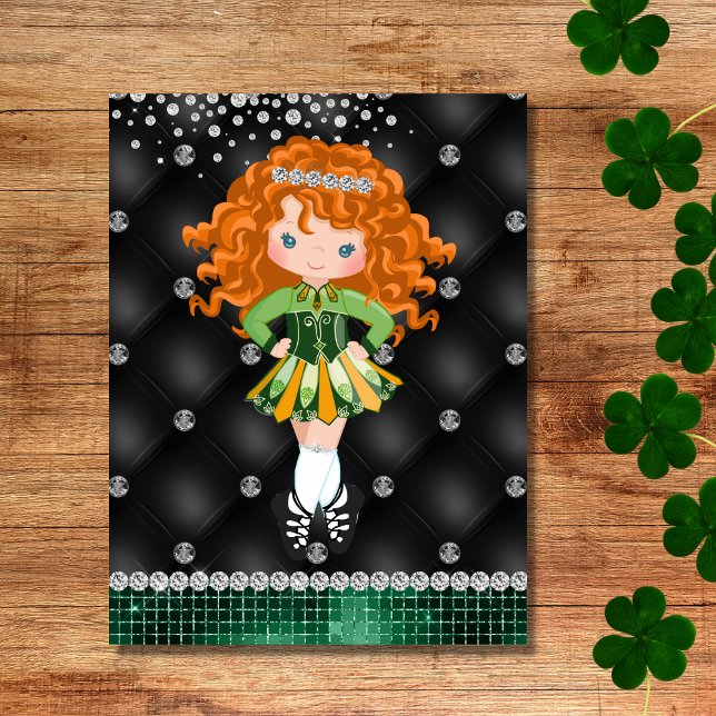 Postal Personalizado Irlandés Dance Redhead Chica Green,  (Subido por el creador)