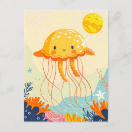 Postal Personalizado Jellyfish Flotando por arrecife de c