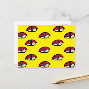 Postal Personalizado Kawaii Sushi, Arroz de Pescado y Pos