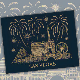 Postal Personalizado Las Vegas Skyline Gold Line Viaje de