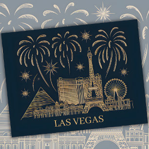 Postal Personalizado Las Vegas Skyline Gold Line Viaje de
