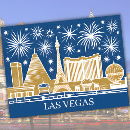 Postal Personalizado Las Vegas Strip Skyline Vintage
