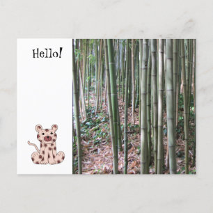 Postal Personalizado Leopard y Bosque de Bambú