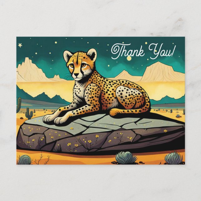 Postal Personalizado Leopardo Salvaje En El Desierto Grac (Anverso)
